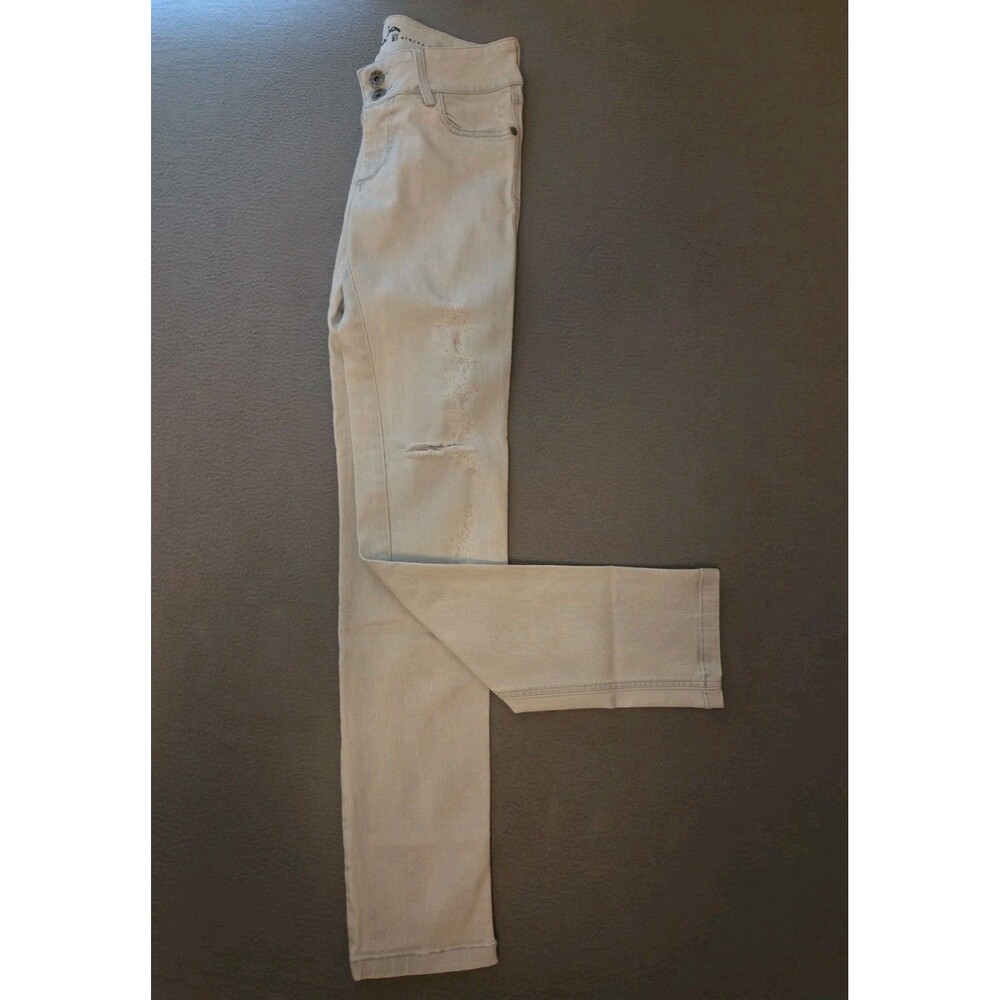 the Alice + Olivia "Good High Rise" Ankle Skinny Jeans Distresses Wash 28×31 EUC
